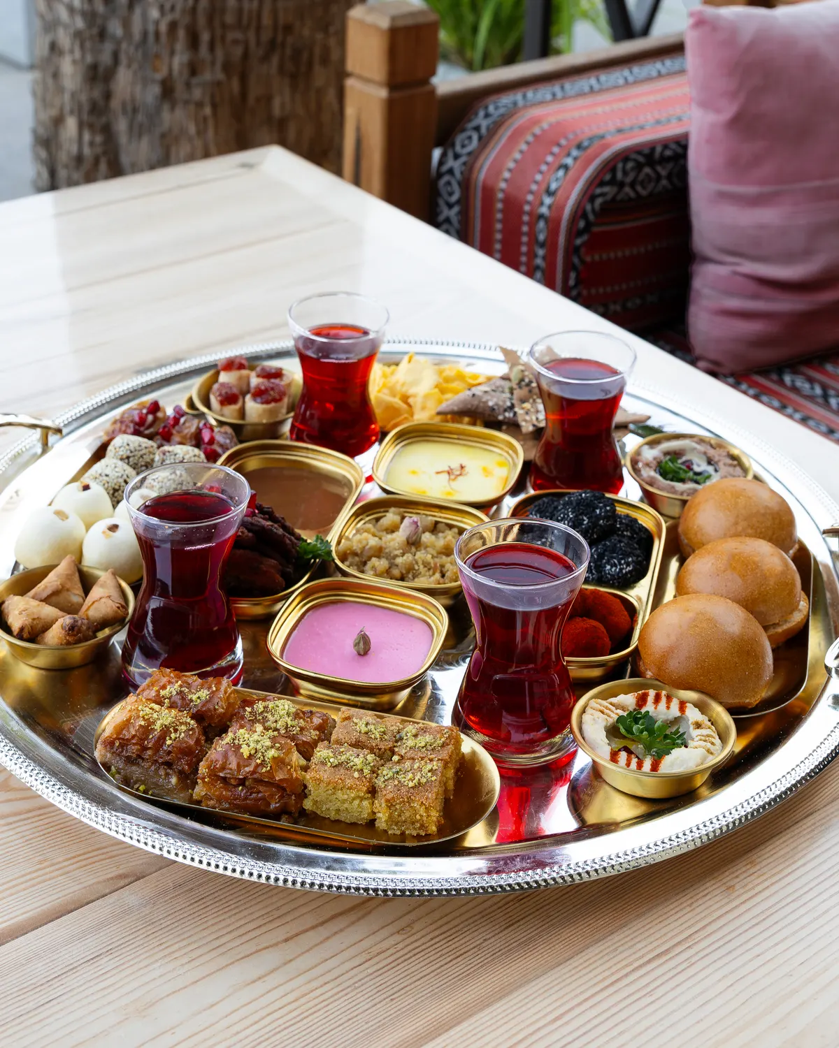 A tray on a terrace table at Ghancha