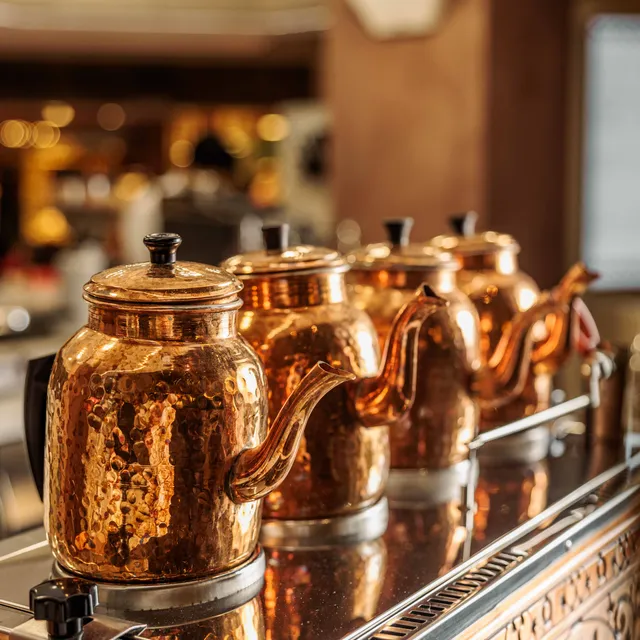 Hammered copper kettles