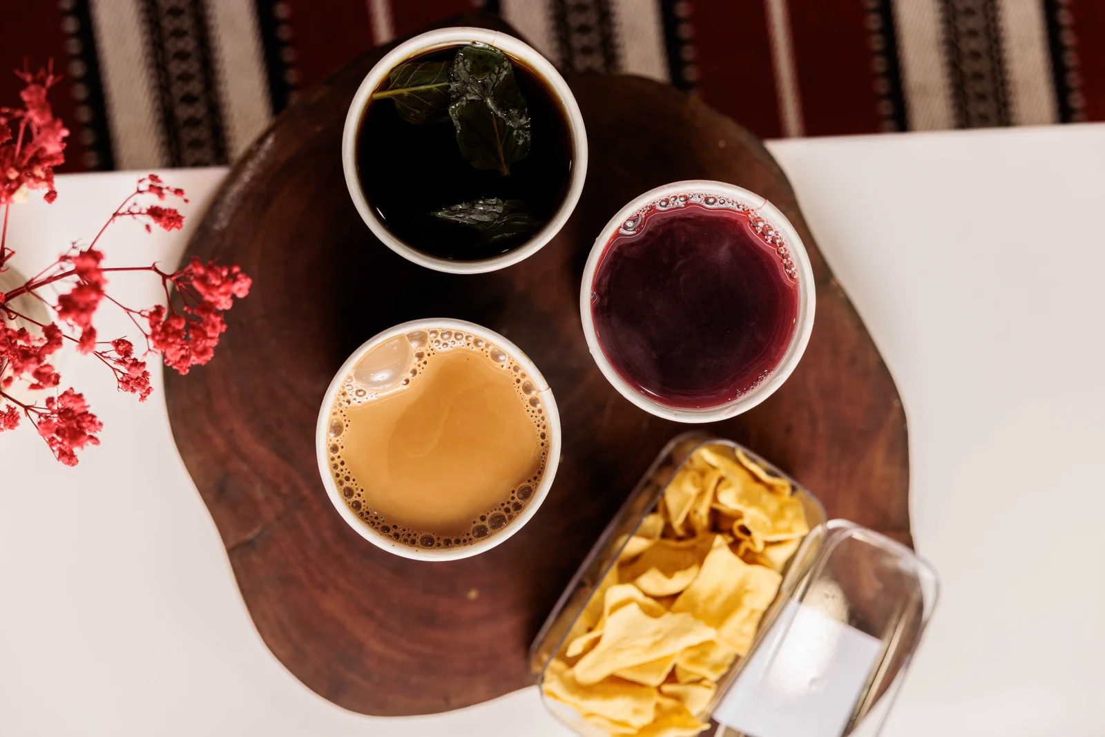 Three teas with mattai at Ghancha Café
